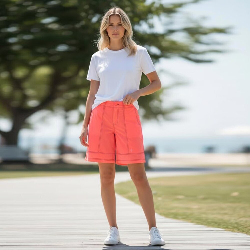 NWT New $98 Free People Movement Neon Coral Shorts Size M